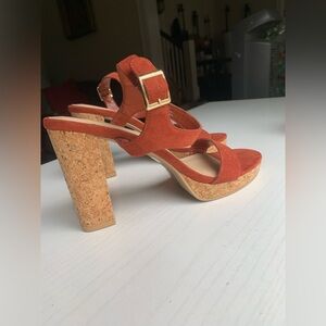 RUST AND CORK ANKLE STRAP WOMENS HEELS